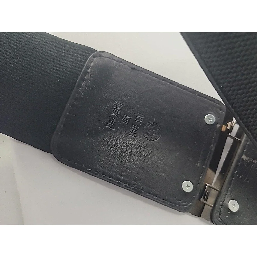 Vintage Black Faux Fur Rhinestones Stretch Belt Medium Large‎ Glam Statement